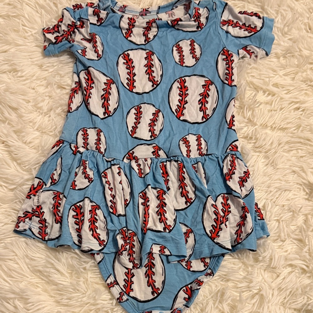 Blue Baseball Print Gigi and Max Twirl Bodysuits